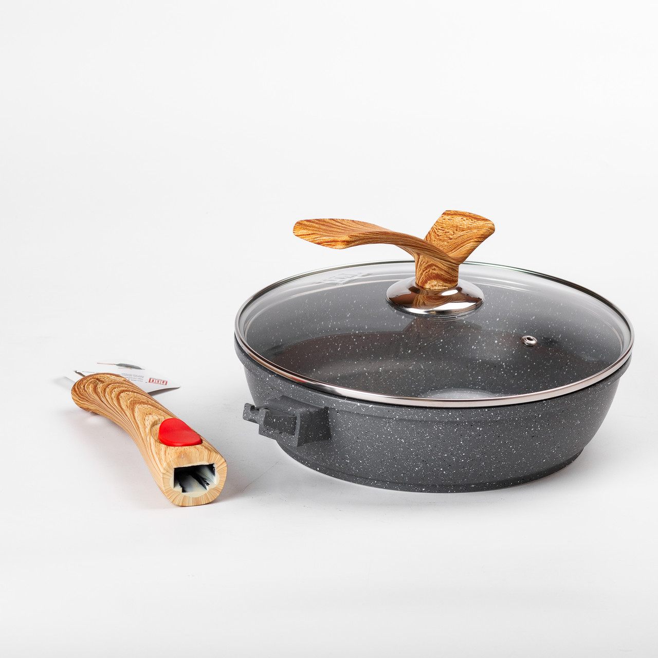 Алюмінієва глибока сковорода (2,4 л) зі скляною кришкою Ø 24 см сіра MGC