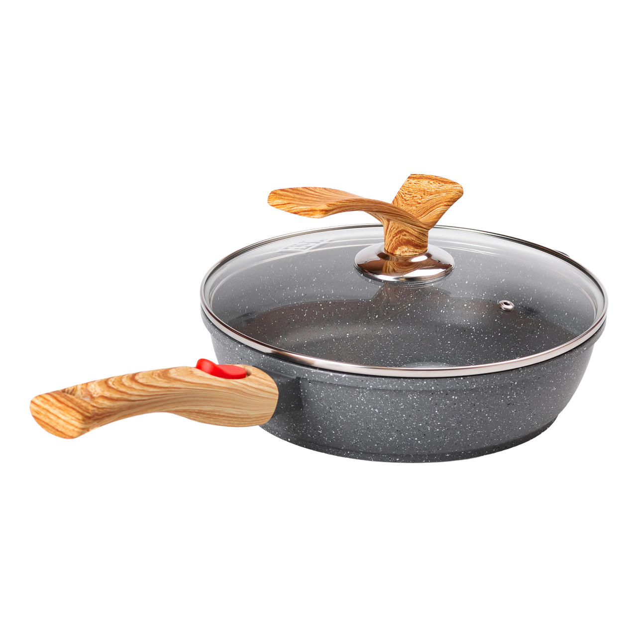 Алюмінієва глибока сковорода (2,4 л) зі скляною кришкою Ø 24 см сіра MGC