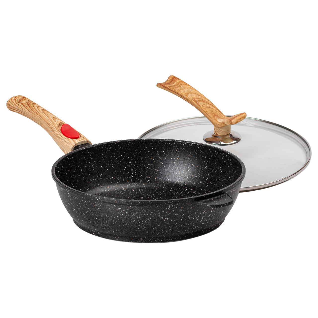 Алюмінієва глибока сковорода (3,5 л) зі скляною кришкою Ø28 см чорна MGC