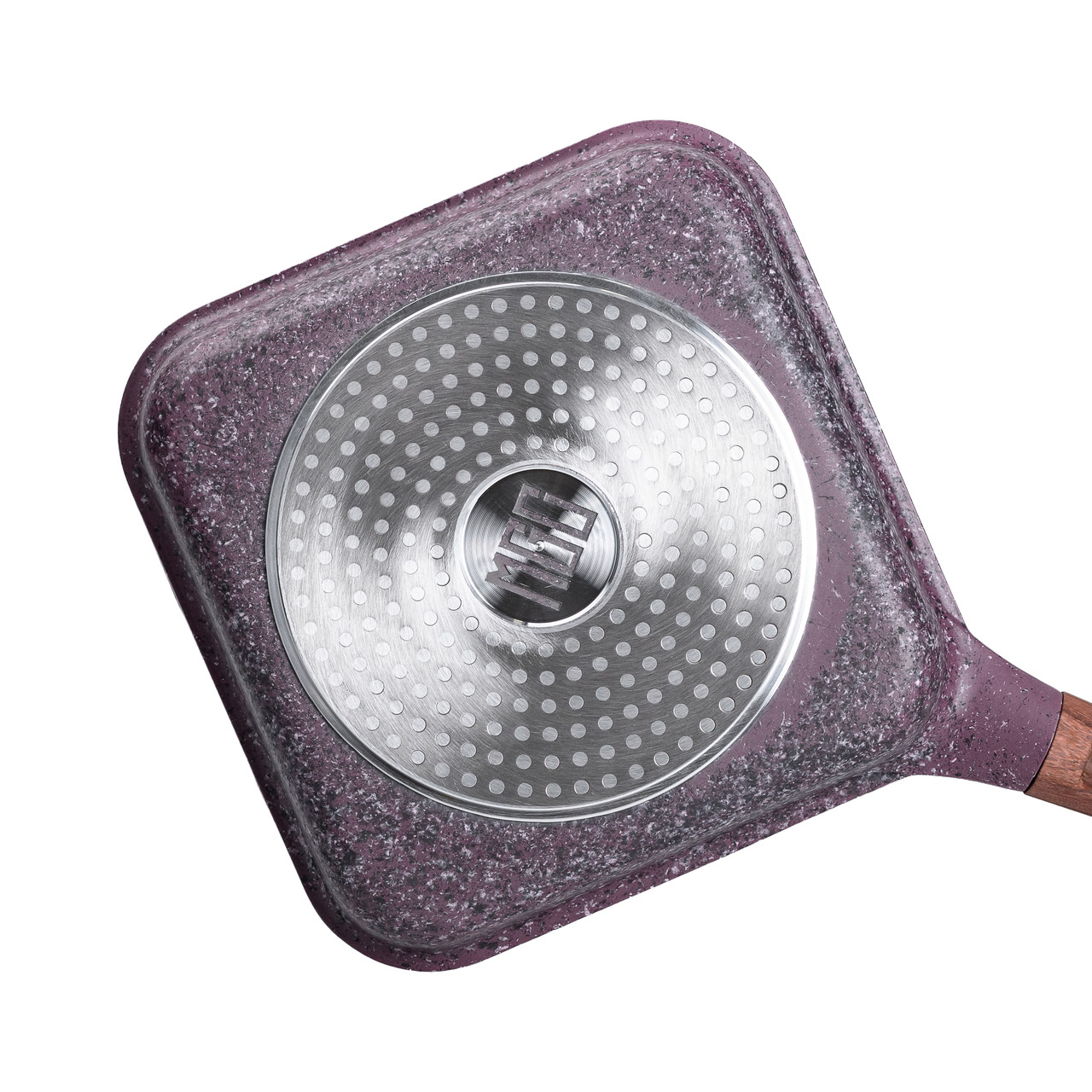 Сковорода-гриль алюмінієва, квадратна, 2,5 літри, з антипригарним покриттям, 24 см, MGC Purple.