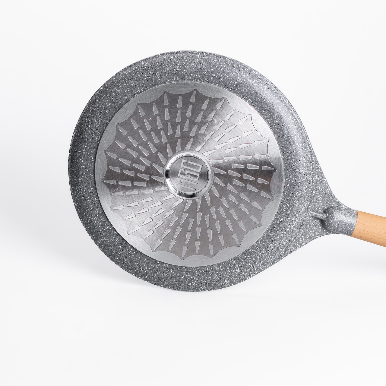 Алюмінієва млинцева сковорода з мармуровим антипригарним покриттям Ø 28 см, товсте дно MGC сірий