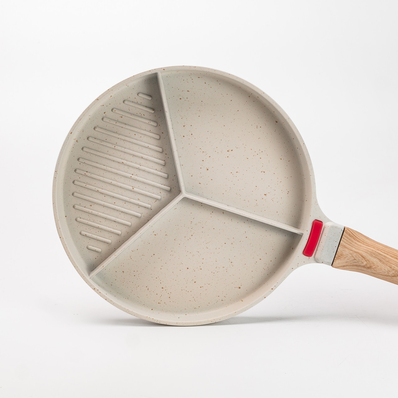 Сковорода гриль Ø 25 см на три секції з антипригарним покриттям кругла бежева