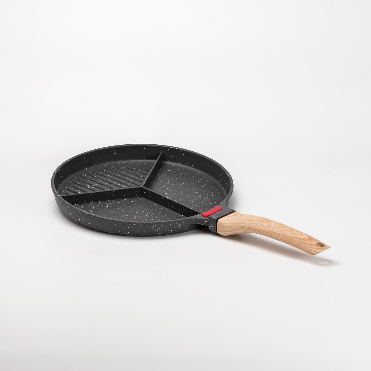 Сковорода гриль Ø 25 см на три секції з антипригарним покриттям кругла сіра