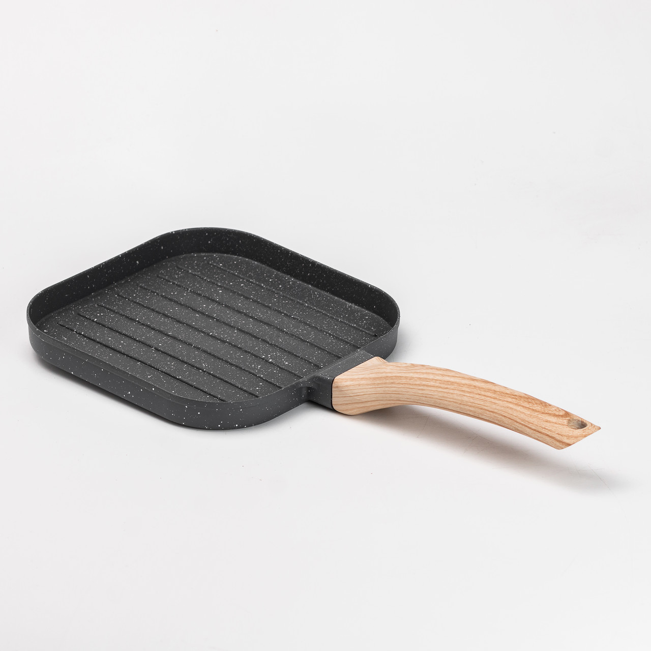 Сковорода гриль квадратна 18×18 см рифлена з гранітним покриттям сіра