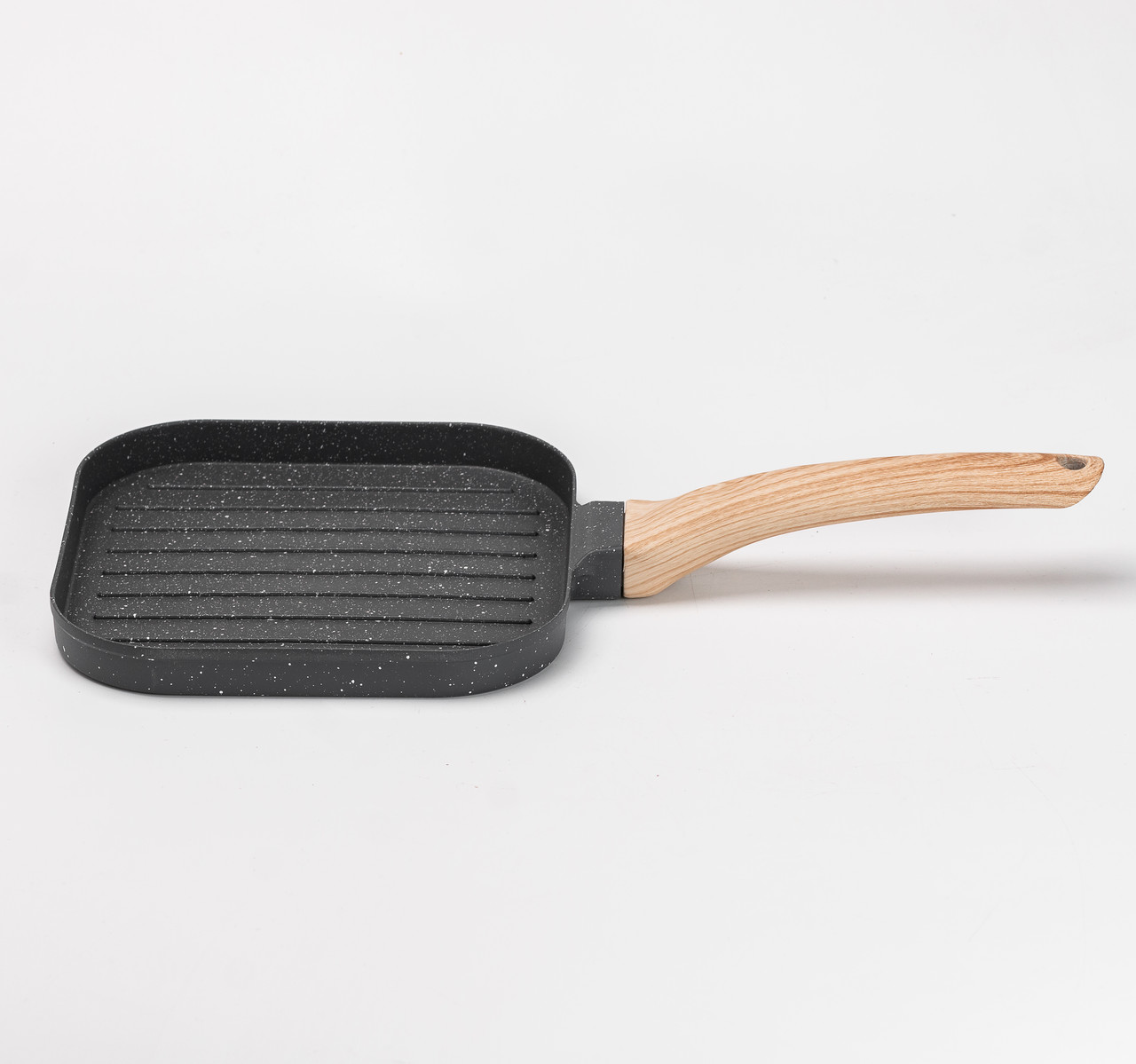 Сковорода гриль квадратна 18×18 см рифлена з гранітним покриттям сіра