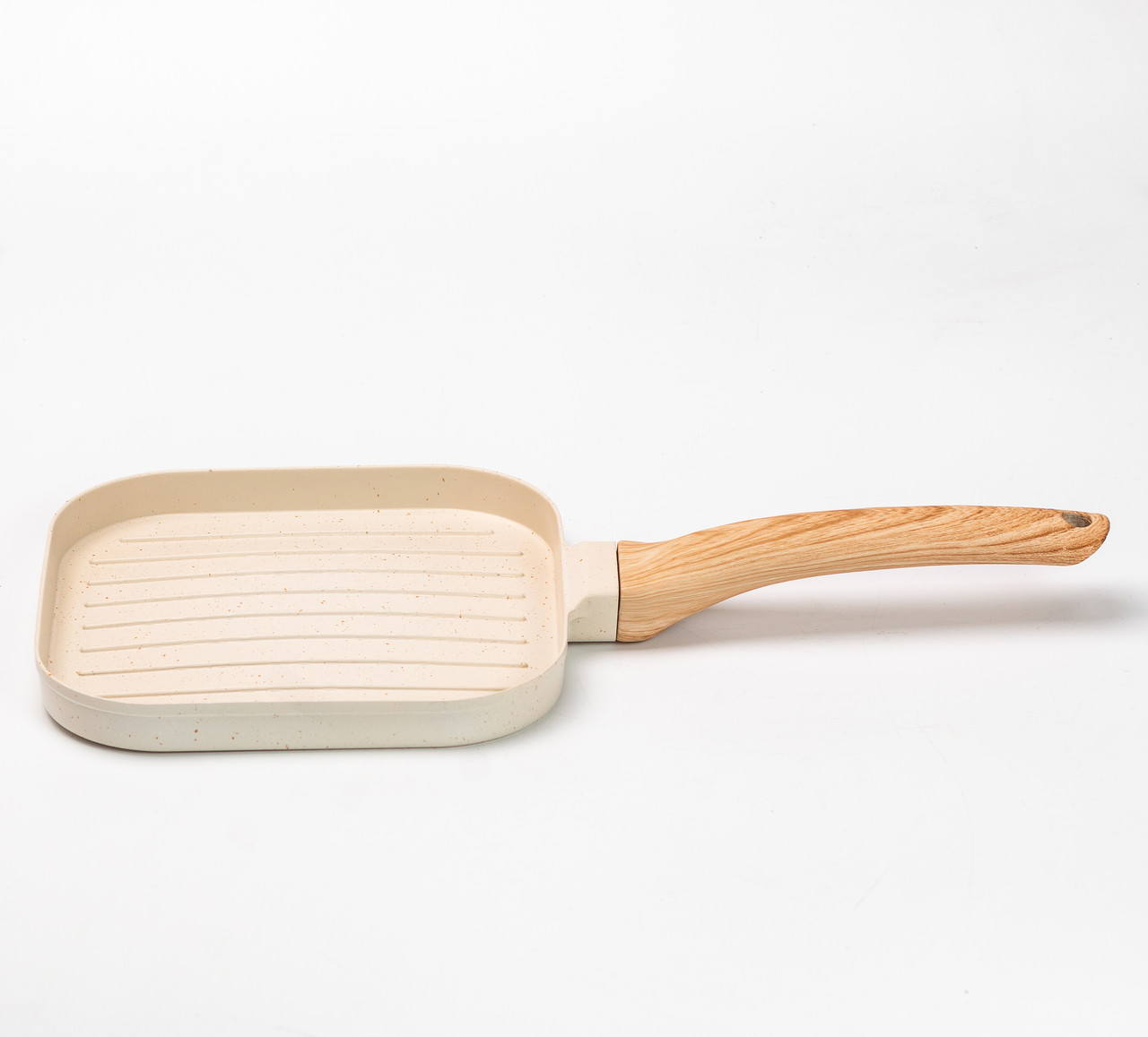 Сковорода гриль квадратна 18×18 см рифлена з гранітним покриттям бежева