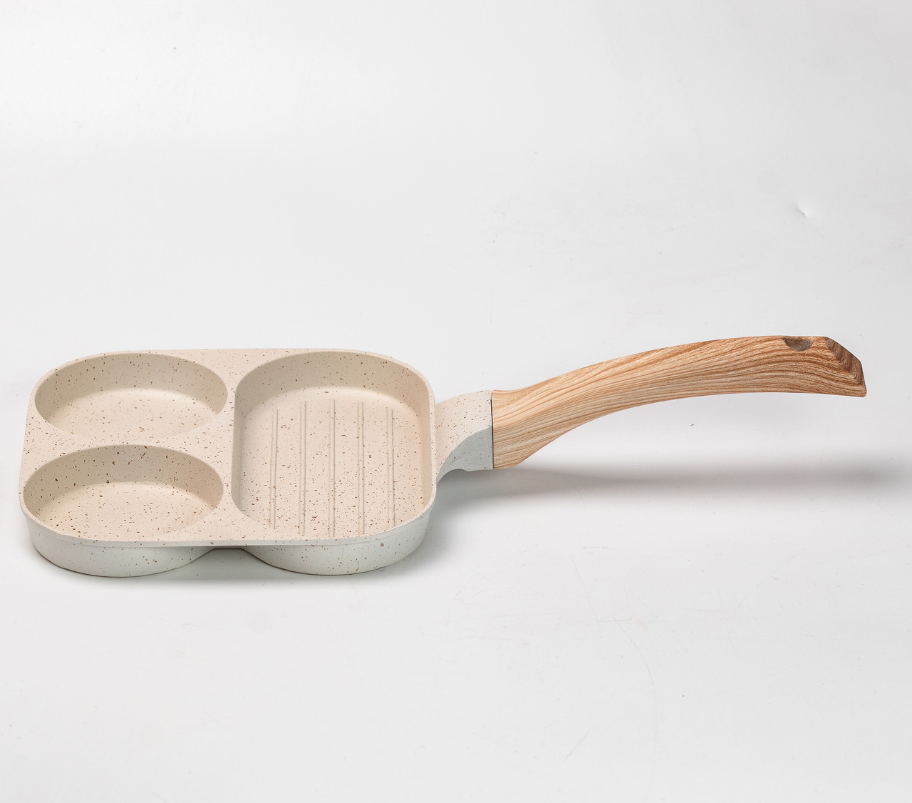 Сковорода квадратна порційна на 3 секції з антипригарним покриттям бежева