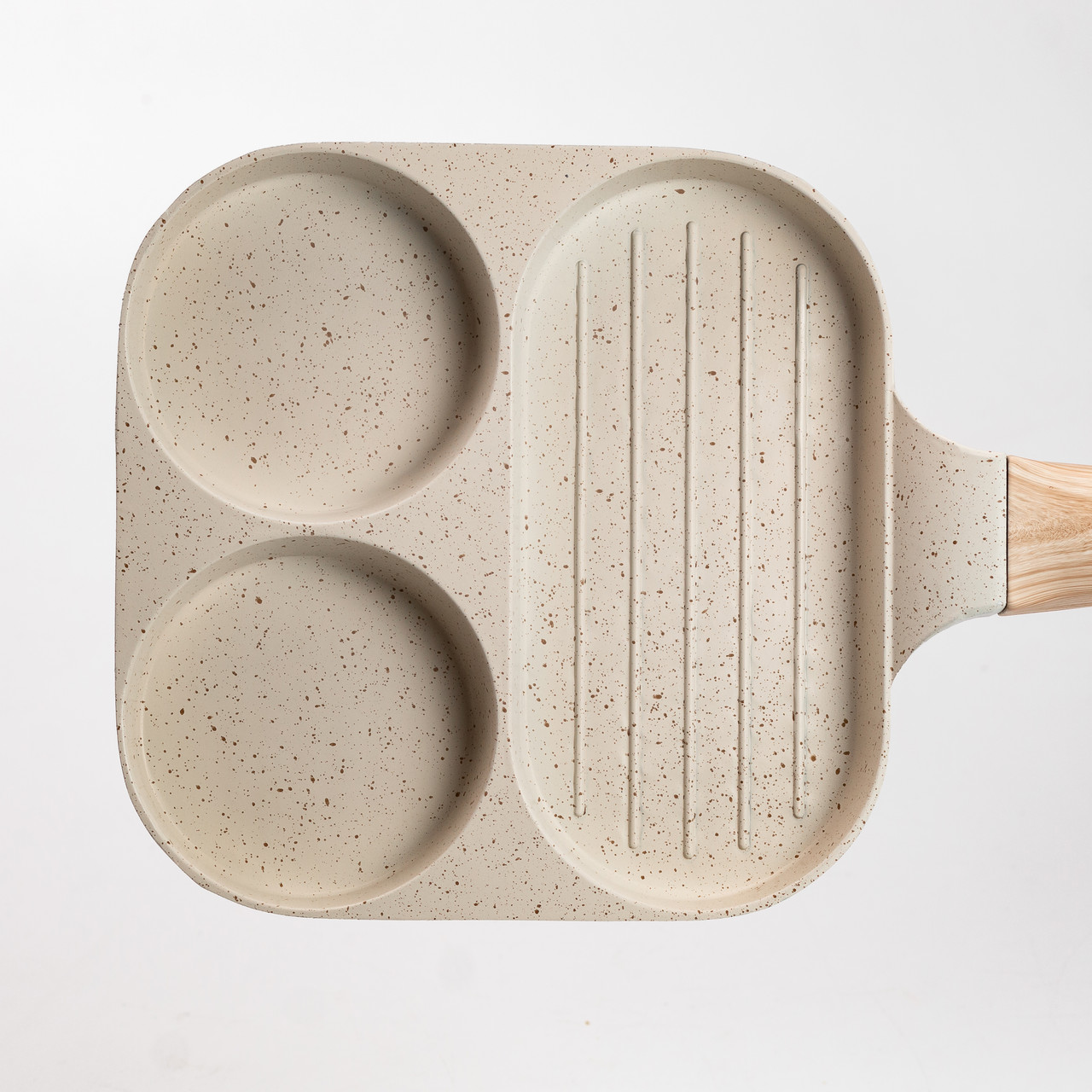 Сковорода квадратна порційна на 3 секції з антипригарним покриттям бежева