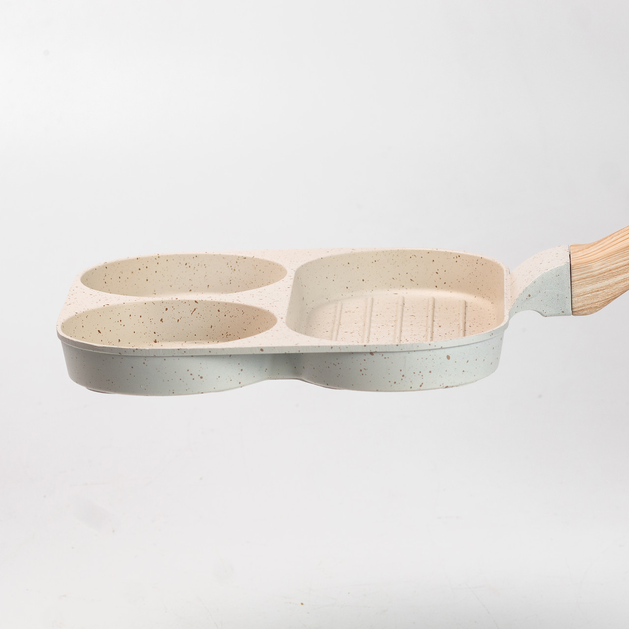 Сковорода квадратна порційна на 3 секції з антипригарним покриттям бежева