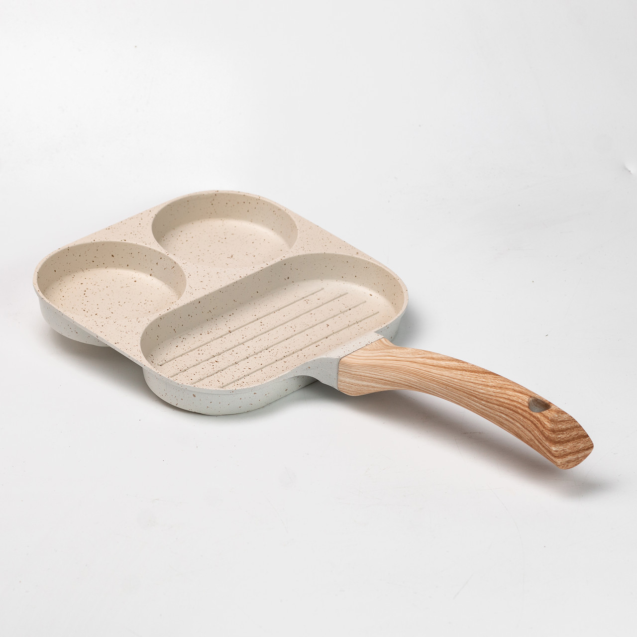 Сковорода квадратна порційна на 3 секції з антипригарним покриттям бежева