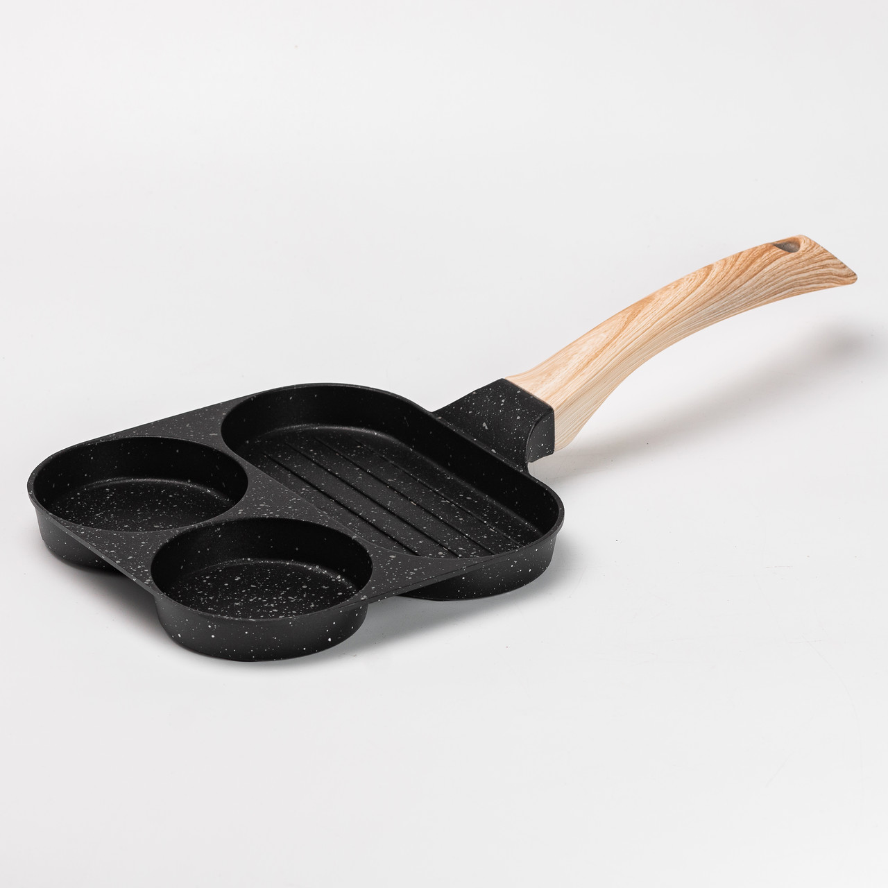 Сковорода квадратна порційна на 3 секції з антипригарним покриттям чорна