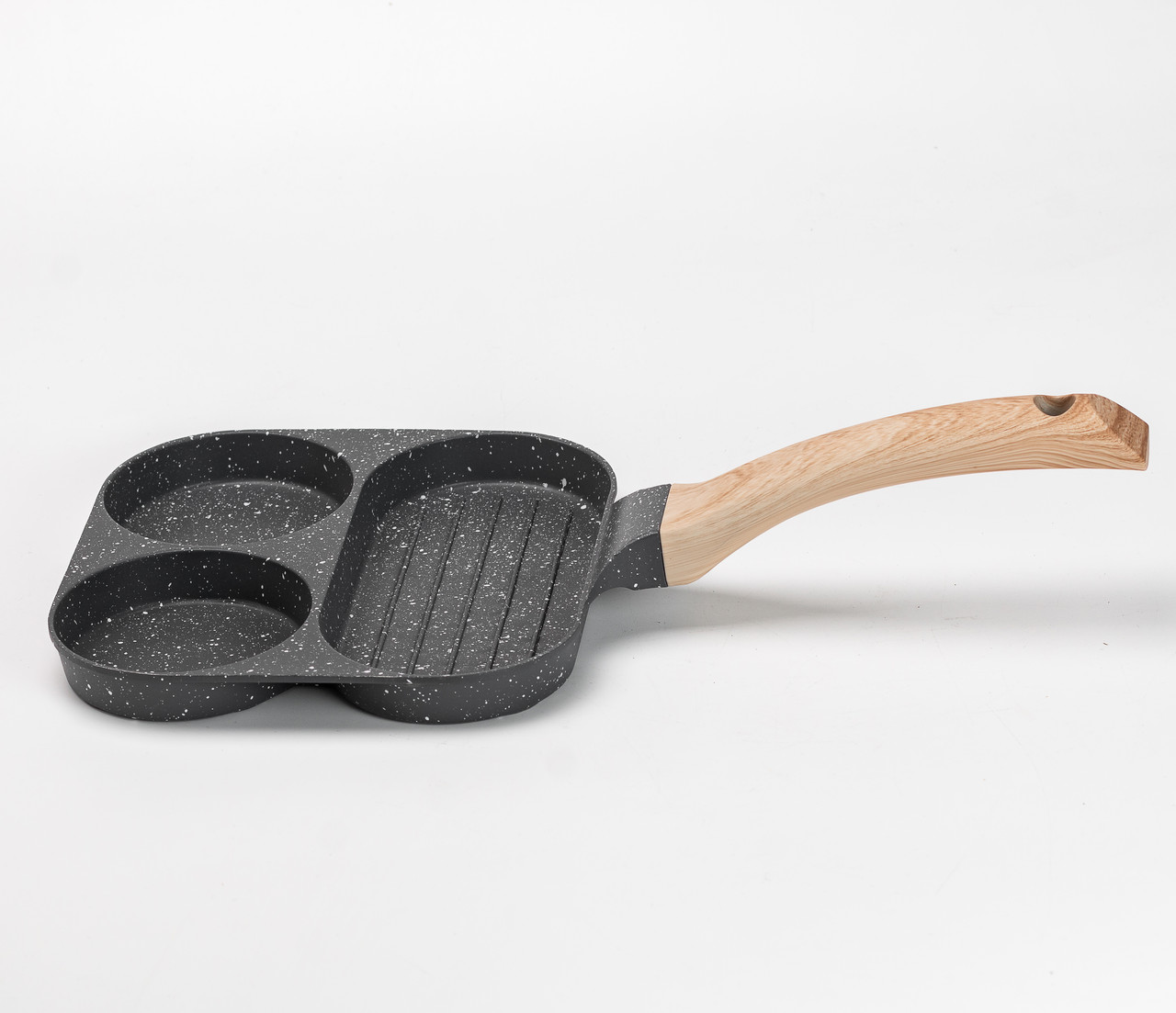 Сковорода квадратна порційна на 3 секції з антипригарним покриттям для всіх плит сіра