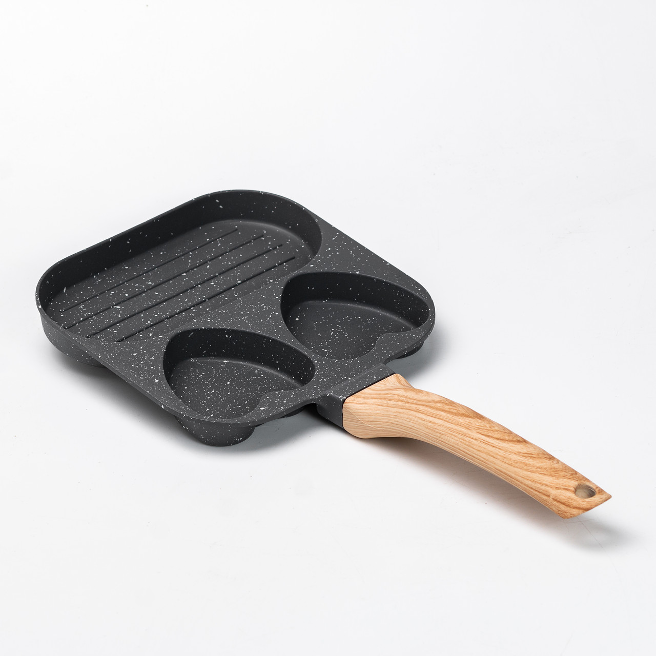 Сковорода квадратна порційна на 3 секції з антипригарним покриттям сіра