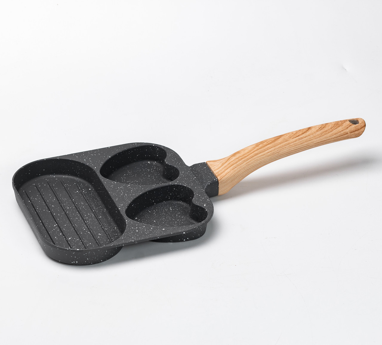 Сковорода квадратна порційна на 3 секції з антипригарним покриттям сіра