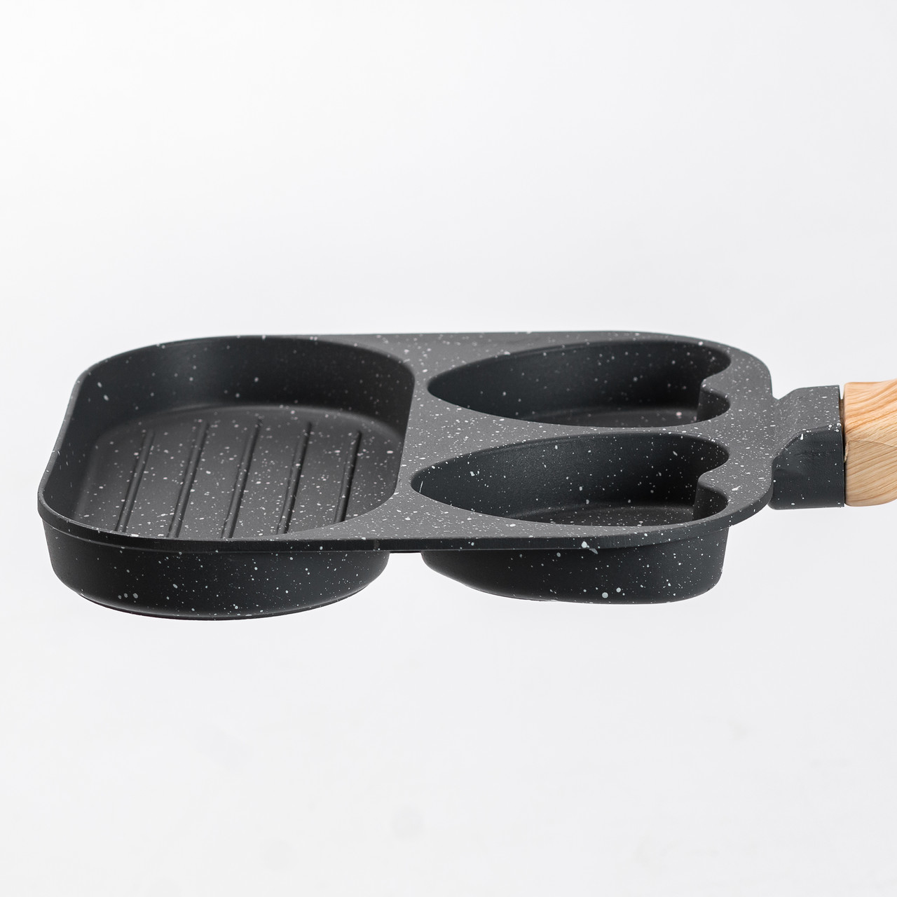 Сковорода квадратна порційна на 3 секції з антипригарним покриттям сіра