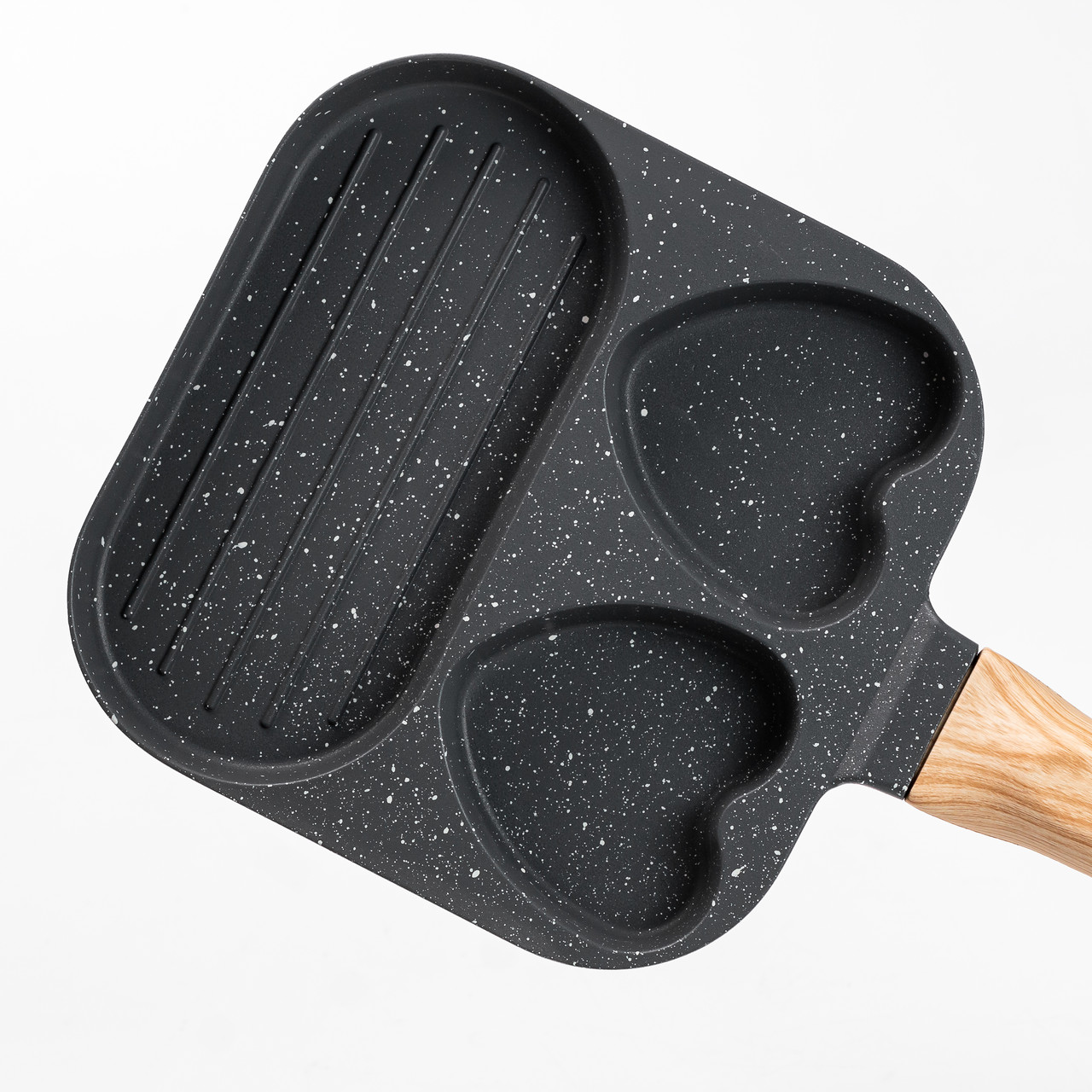 Сковорода квадратна порційна на 3 секції з антипригарним покриттям сіра