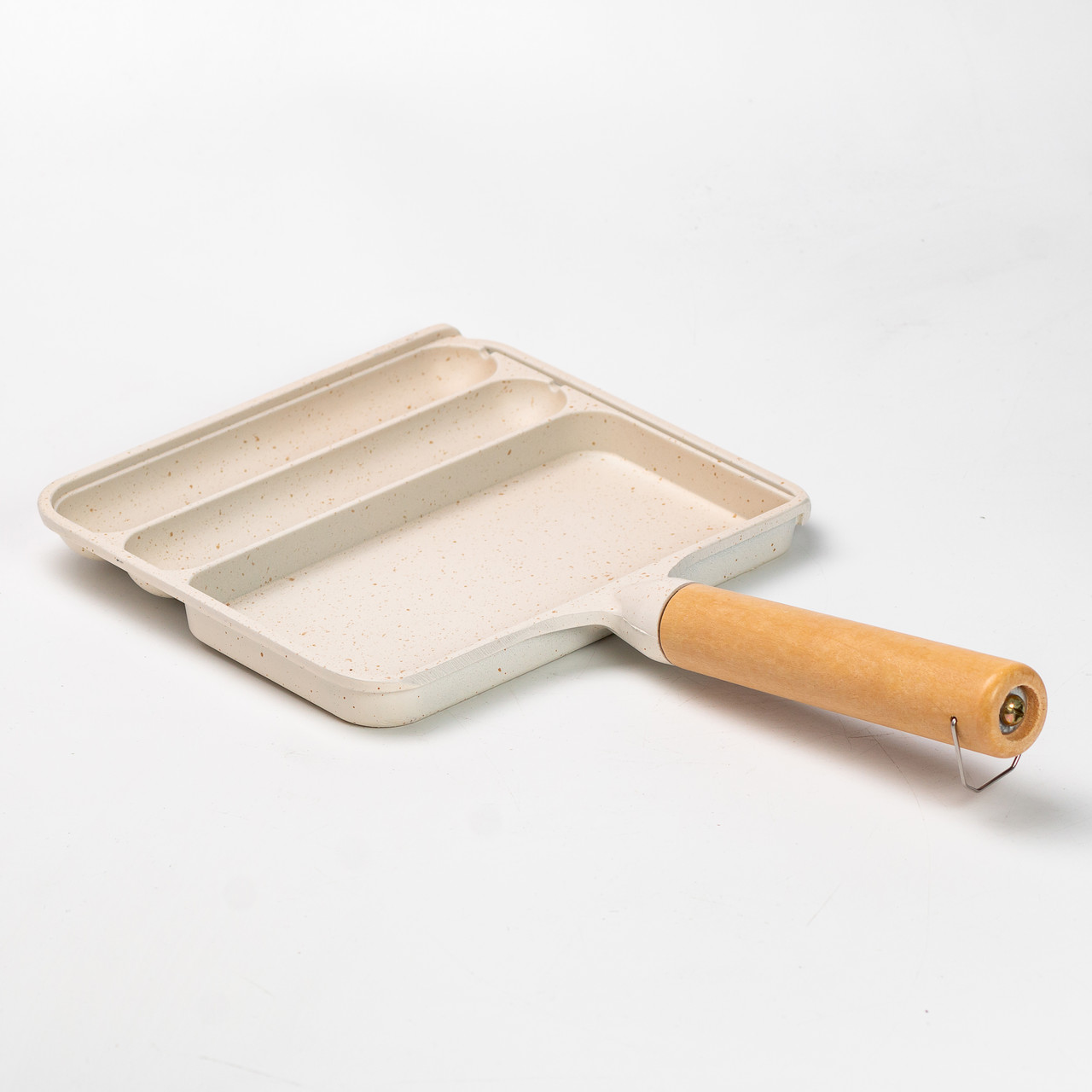 Сковорода прямокутна на 3 секції з антипригарним покриттям бежева