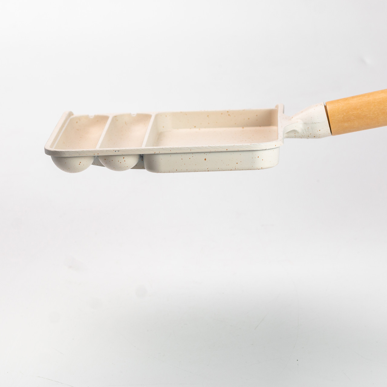 Сковорода прямокутна на 3 секції з антипригарним покриттям бежева