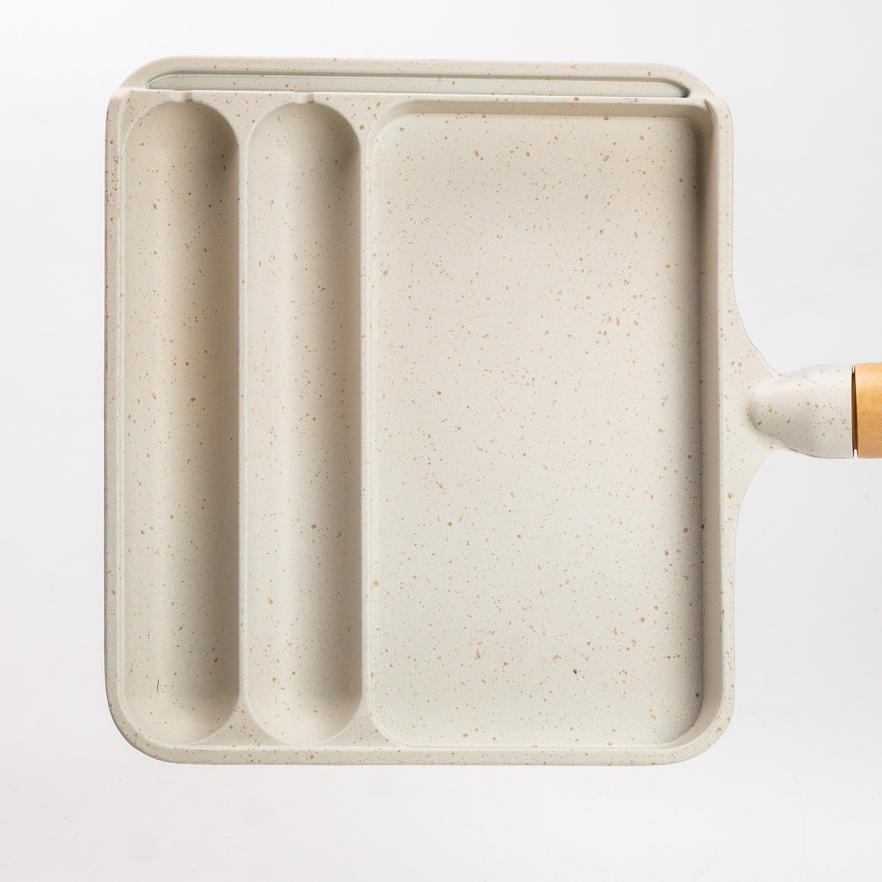 Сковорода прямокутна на 3 секції з антипригарним покриттям бежева