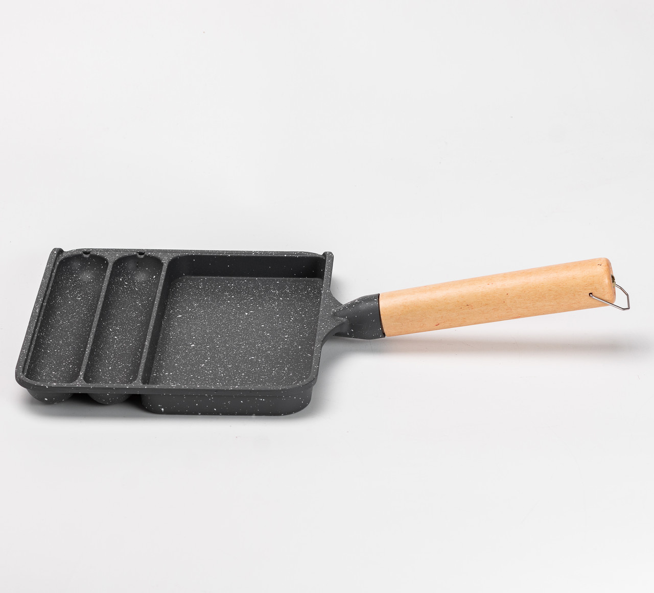 Сковорода прямокутна на 3 секції з антипригарним покриттям сіра