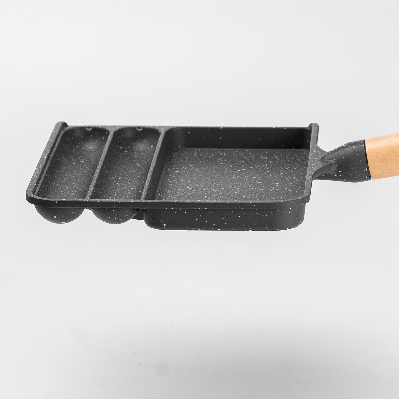 Сковорода прямокутна на 3 секції з антипригарним покриттям сіра