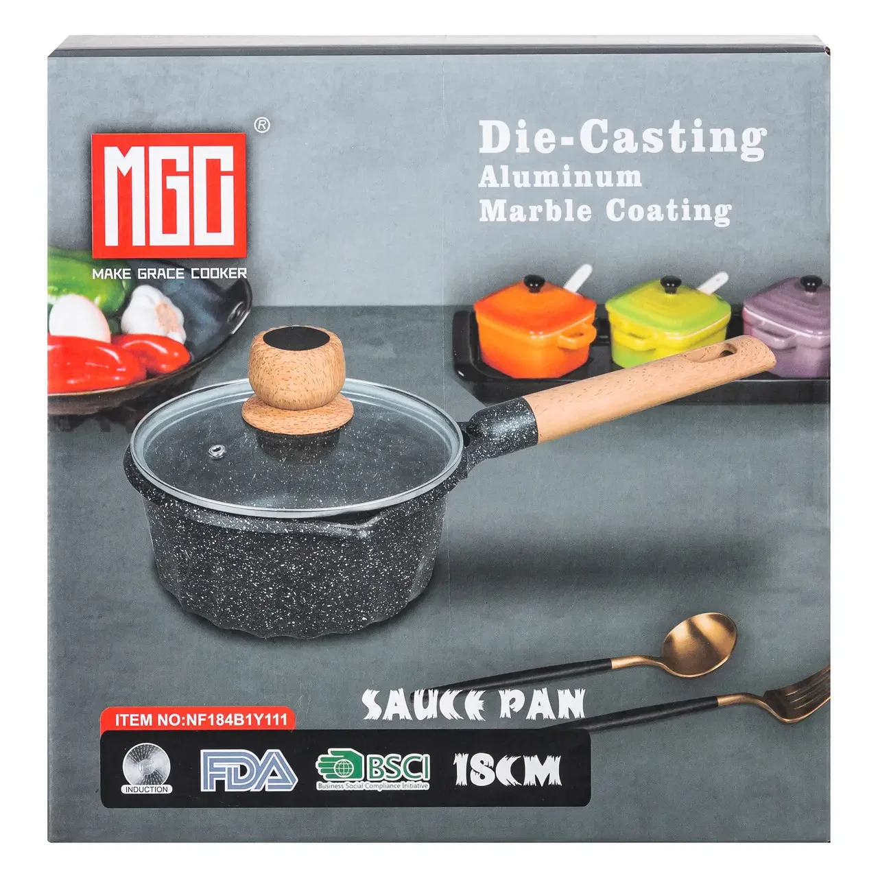 Сотейник з антипригарним покриттям 2,9 л з товстим дном Ø 18 см MGC