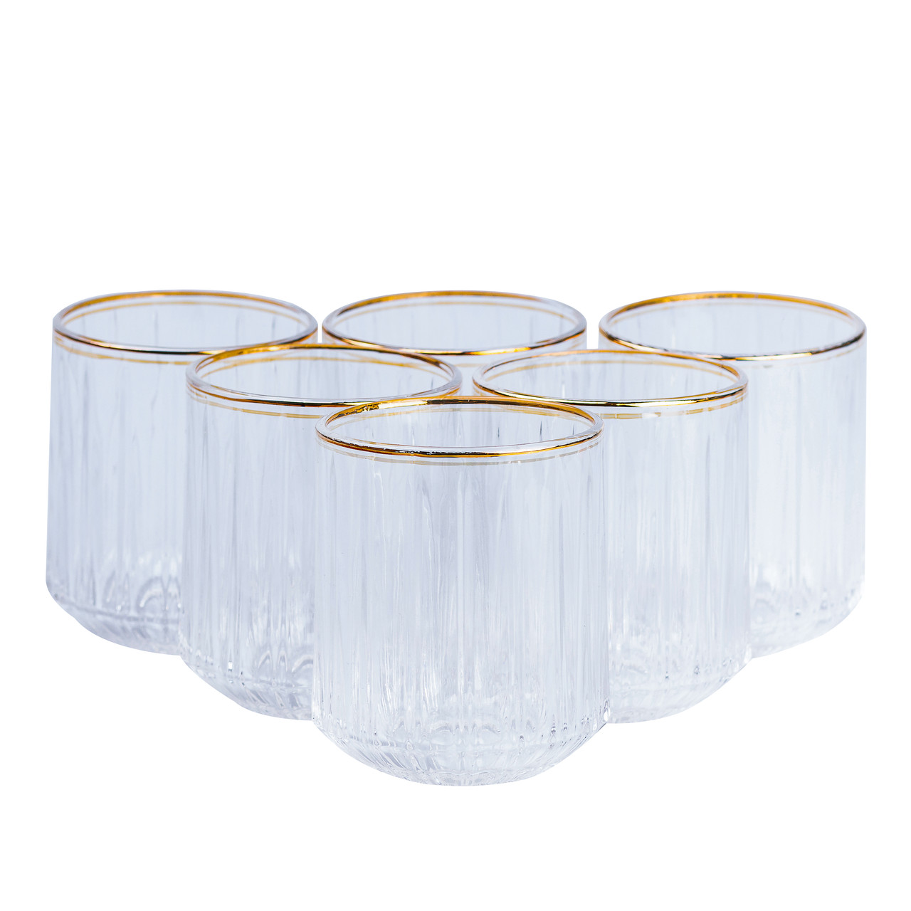 Набір склянок скляних 6 штук по 315 мл прозорий із золотим обідком