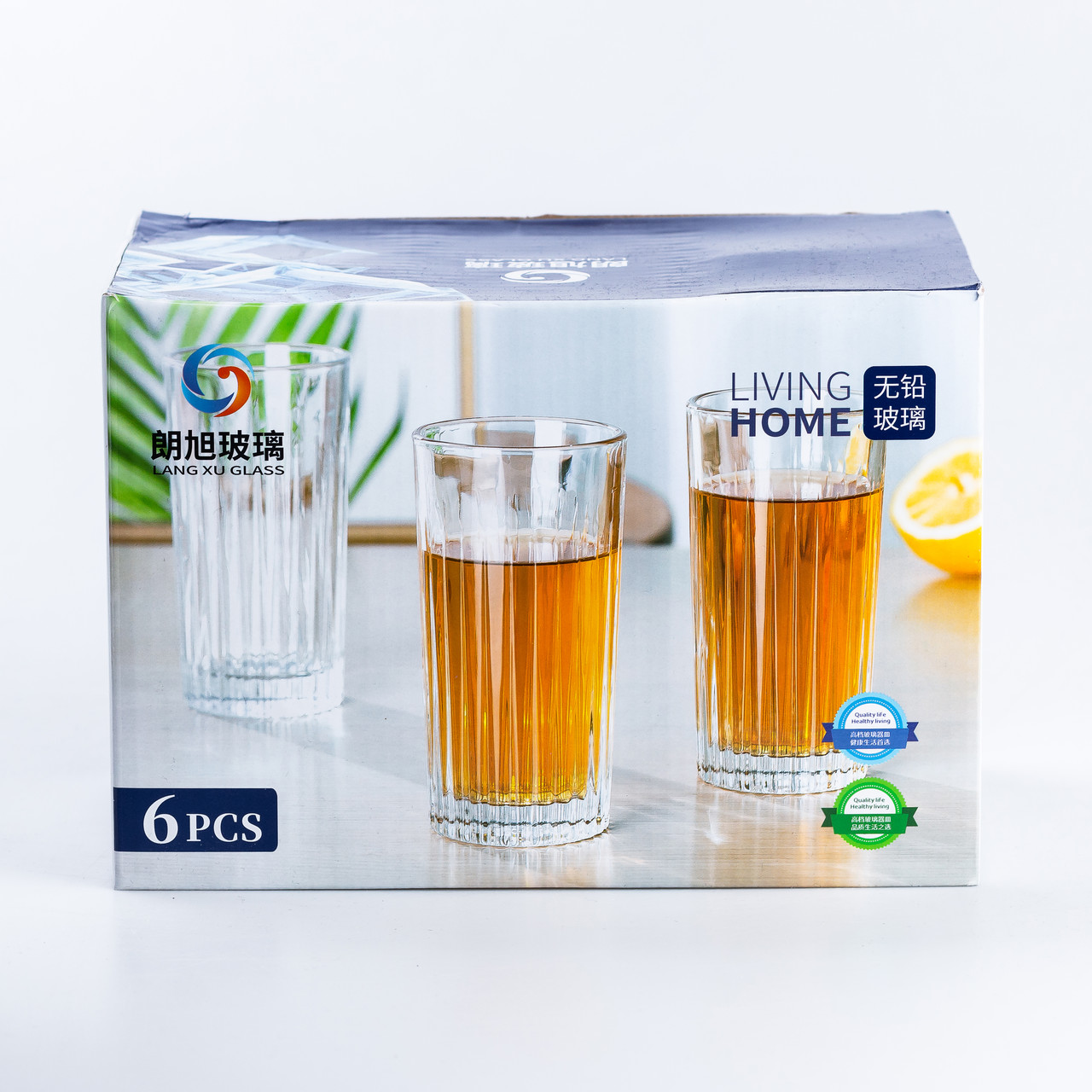 Набір склянок скляних із 6 штук по 360 мл прозорий