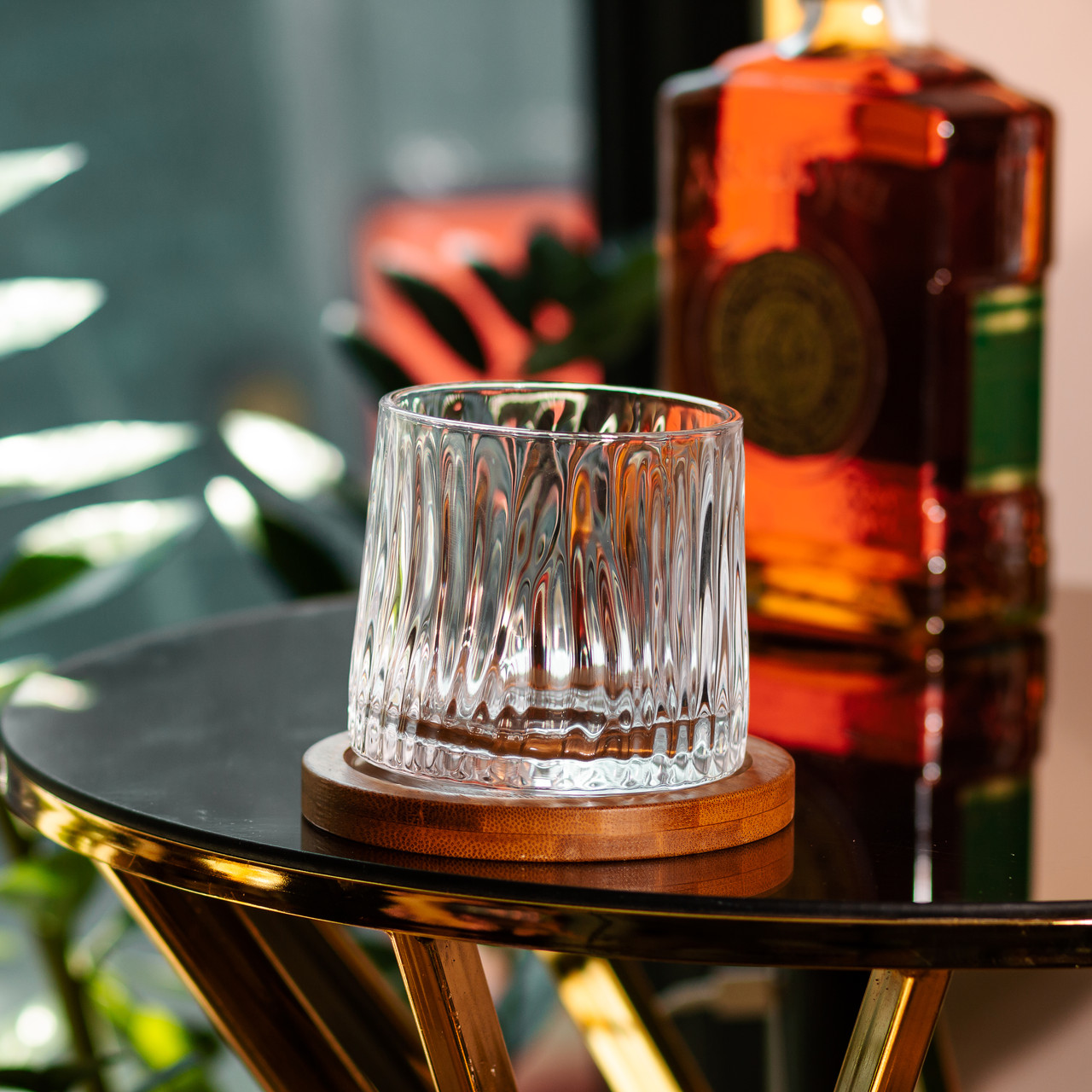 Склянка для віскі Dorf 300 мл Jiga Rotating Rocks glass з дерев&apos;яною підставкою