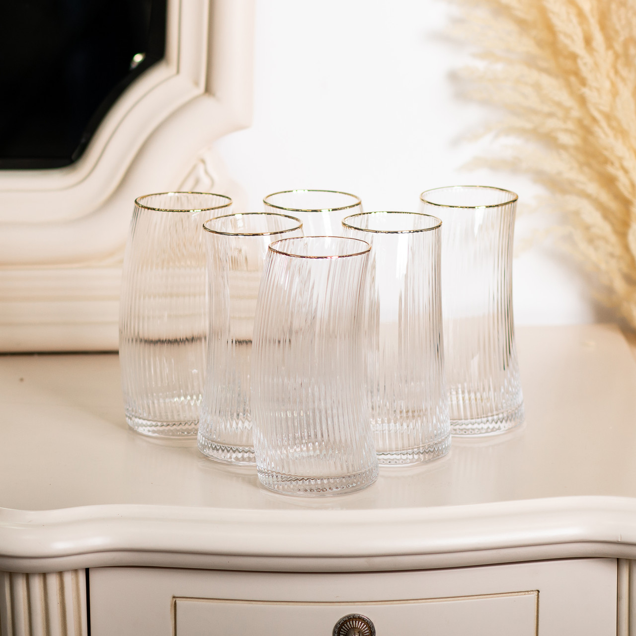 Набір стаканів високих 6 штук по 600 мл із золотим обідком