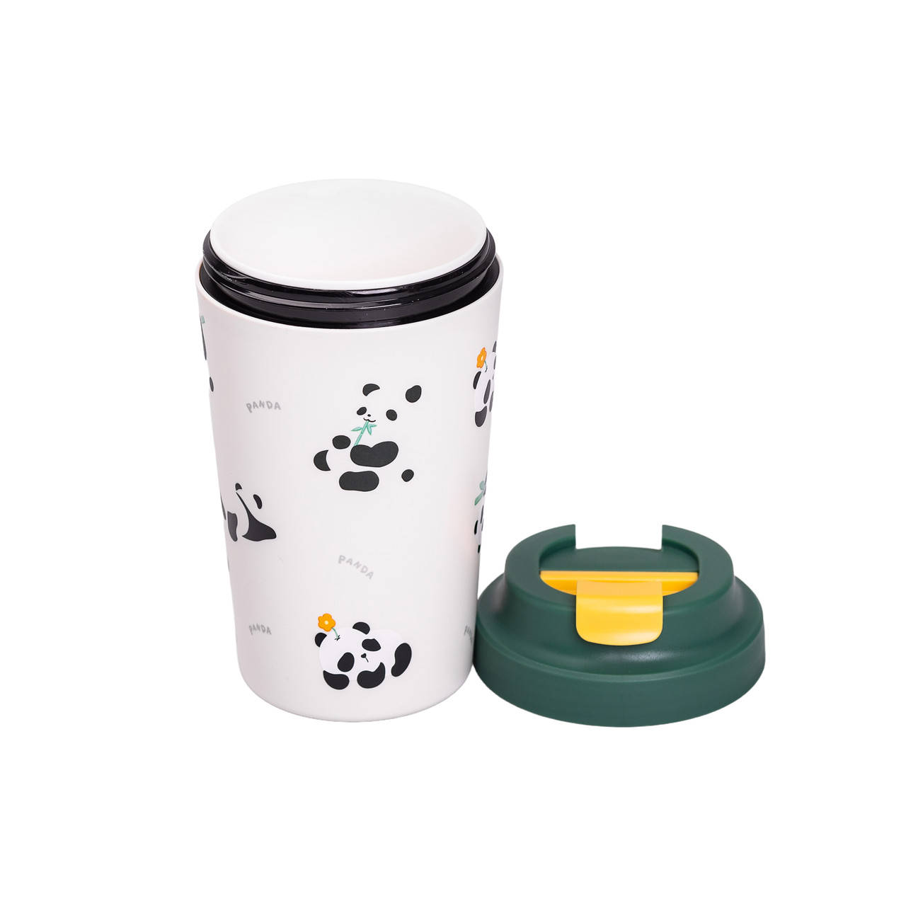 Термочашка Panda з керамічною колбою 380 мл Зелена
