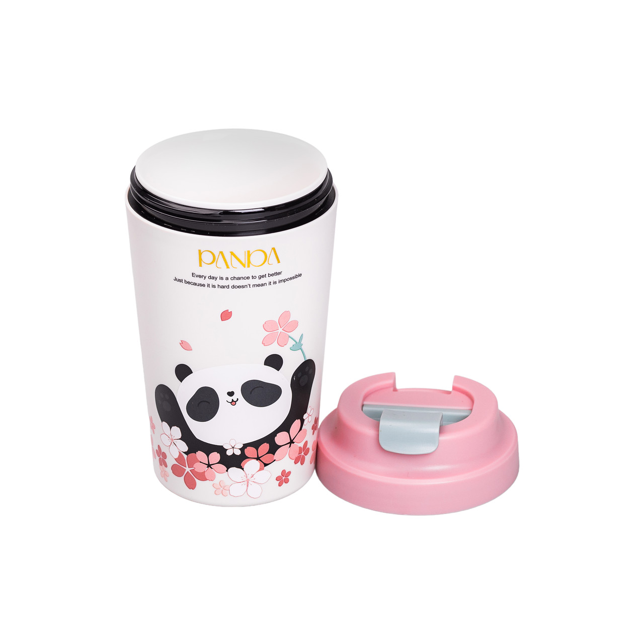Термочашка Panda з керамічною колбою 380 мл Рожева