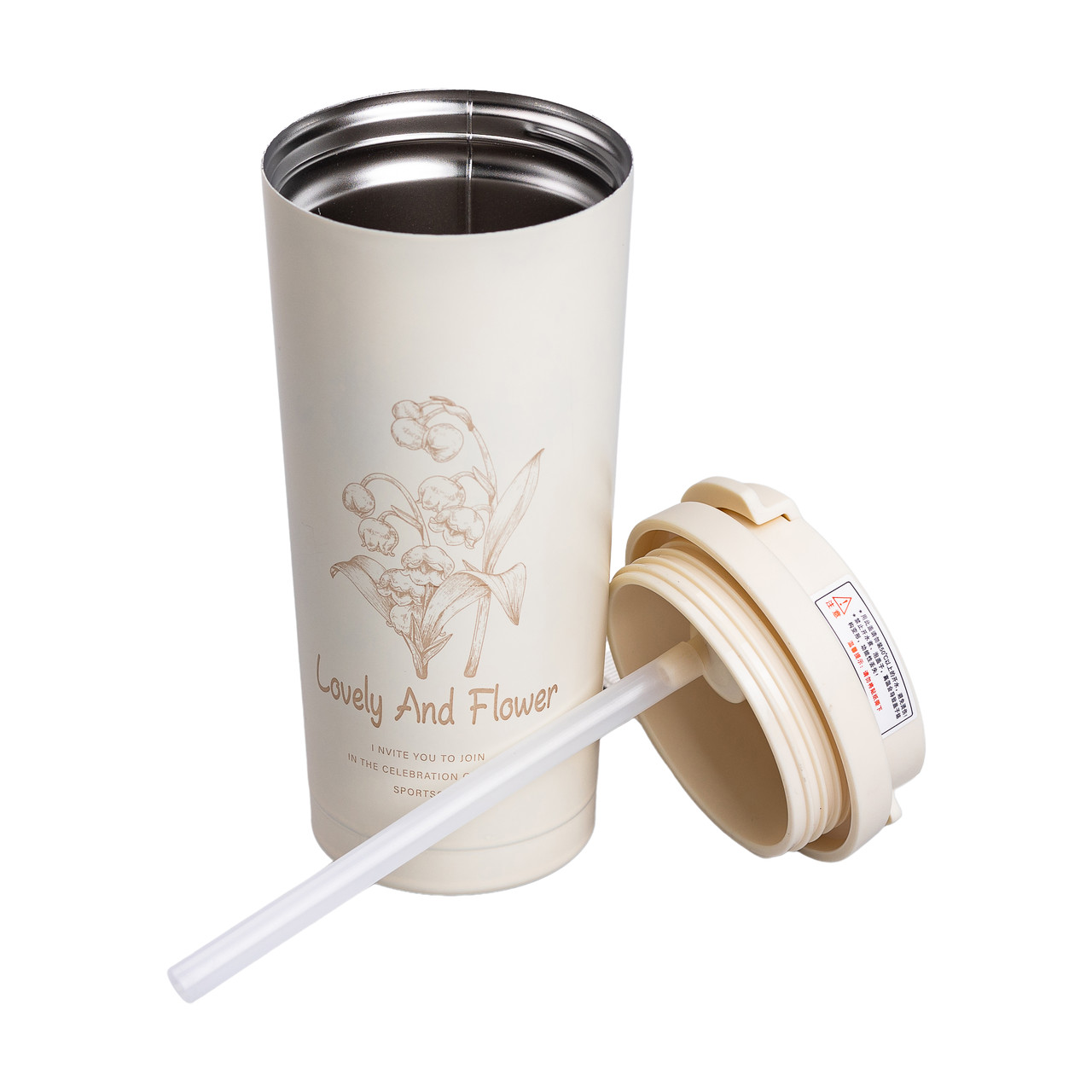 Термочашка Flower Style з ремінцем 500 мл біла