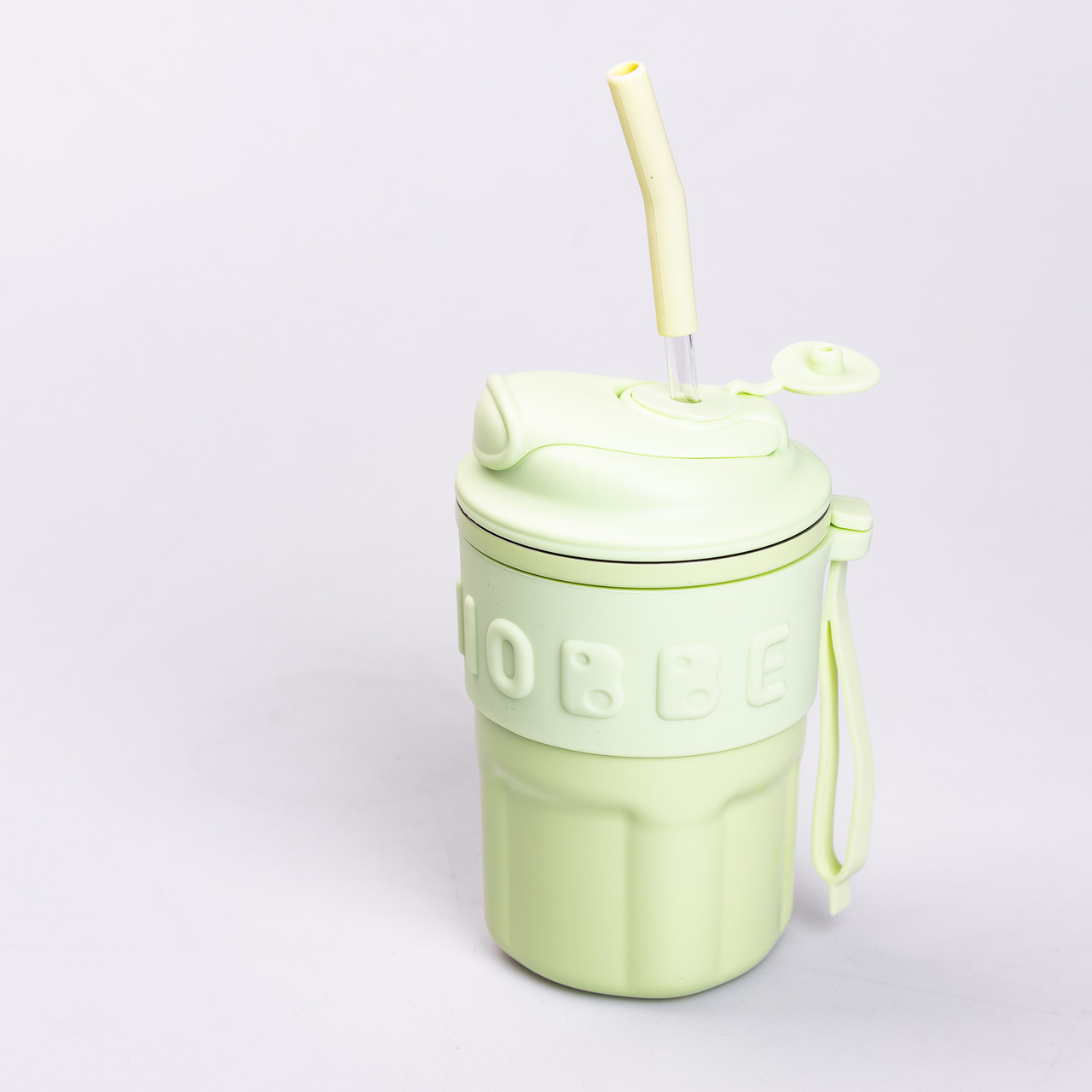 Термочашка Chiobbe з трубочкою та ремінцем 450 мл зелена