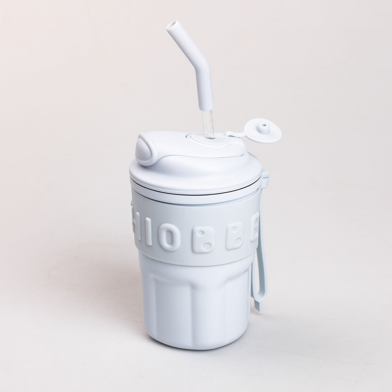 Термочашка Chiobbe з трубочкою та ремінцем 450 мл блакитна