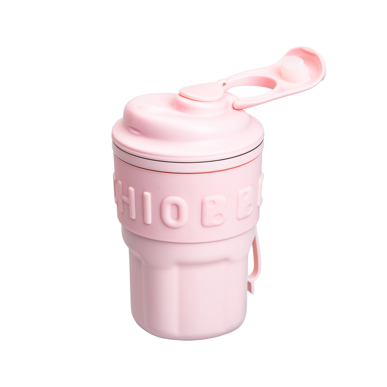 Термочашка Chiobbe з трубочкою та ремінцем 450 мл рожева