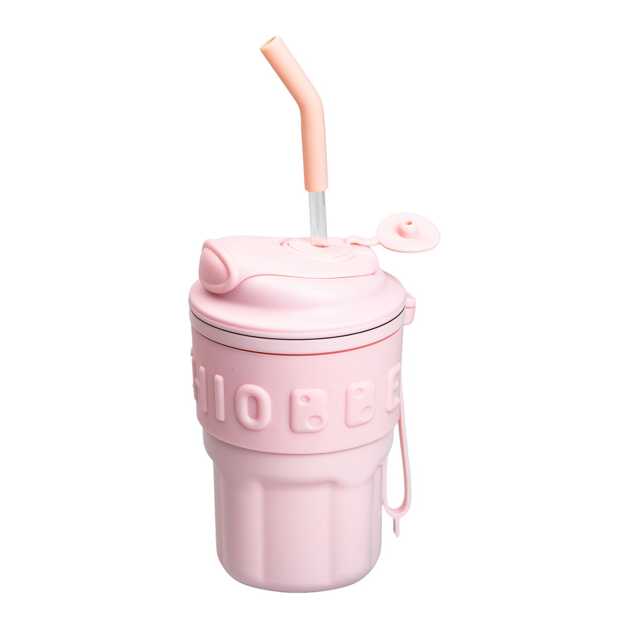 Термочашка Chiobbe з трубочкою та ремінцем 450 мл рожева