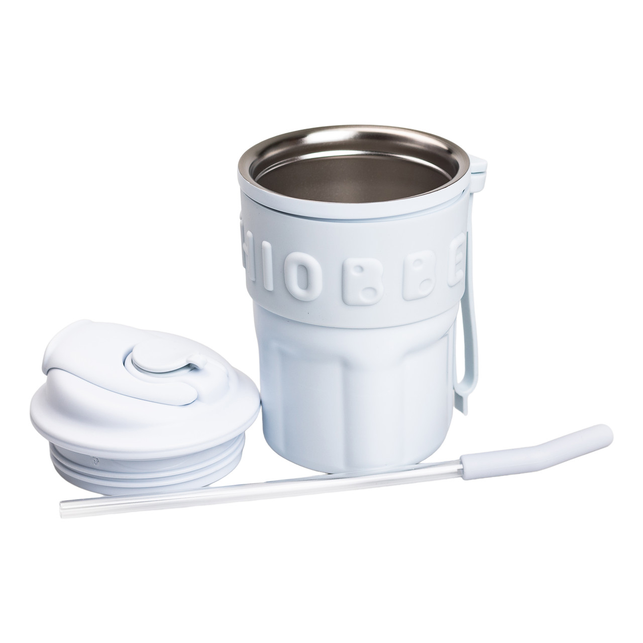 Термочашка Chiobbe з трубочкою та ремінцем 450 мл блакитна