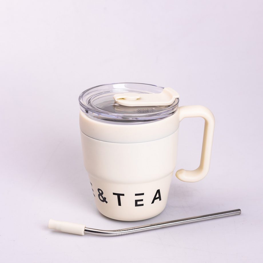Термочашка Coffee & Tea з трубочкою бежева