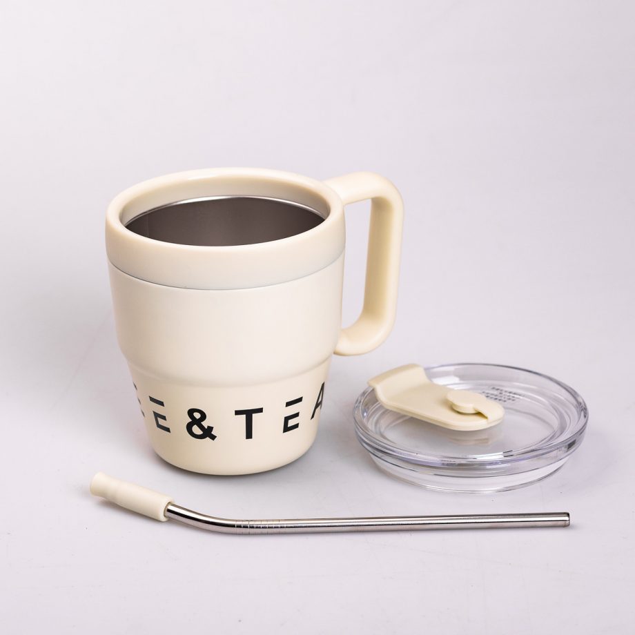 Термочашка Coffee & Tea з трубочкою бежева