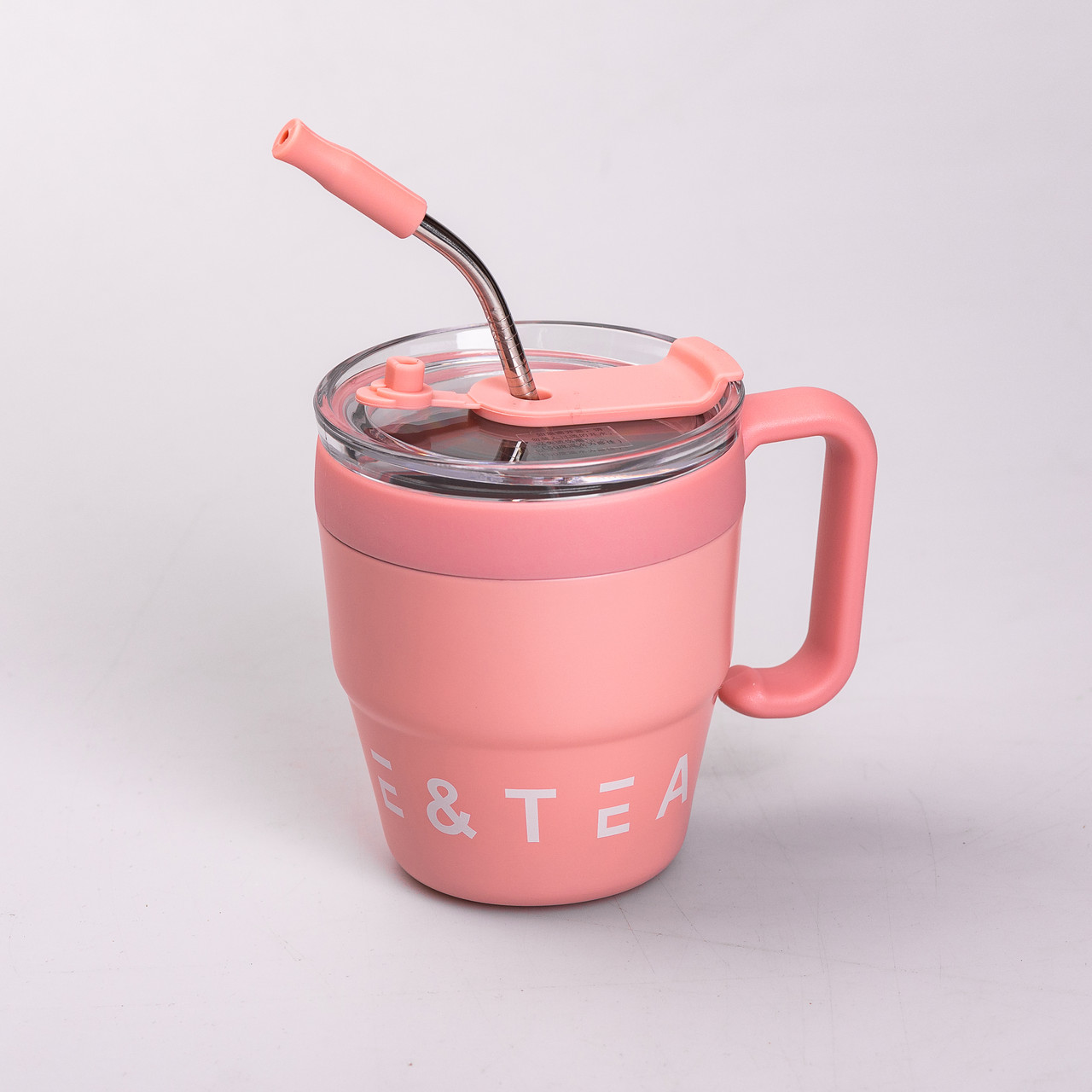 Термочашка Coffee & Tea з трубочкою рожева