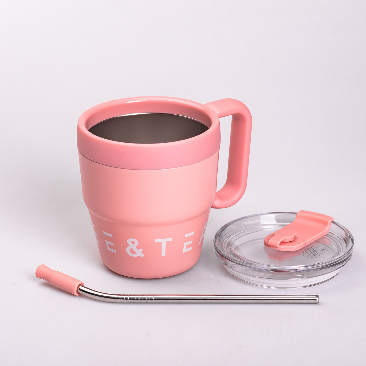 Термочашка Coffee & Tea з трубочкою рожева