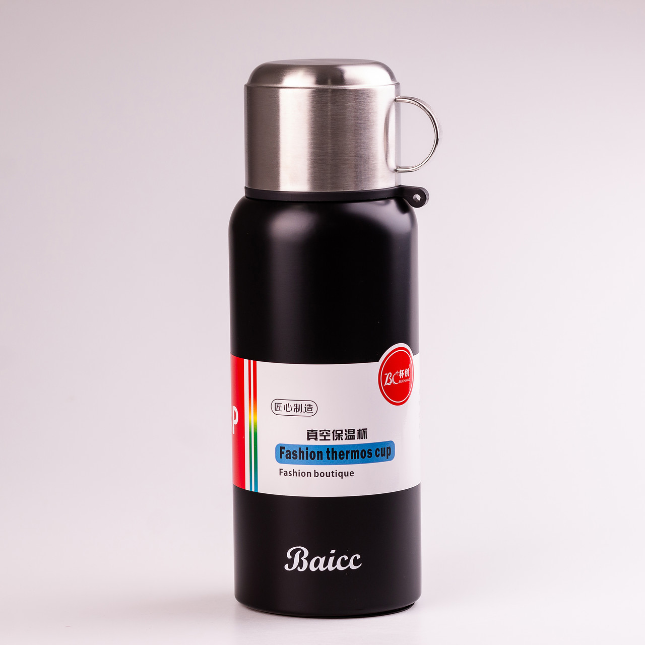 Термос з нержавіючої сталі з ручкою 1200 мл чорний