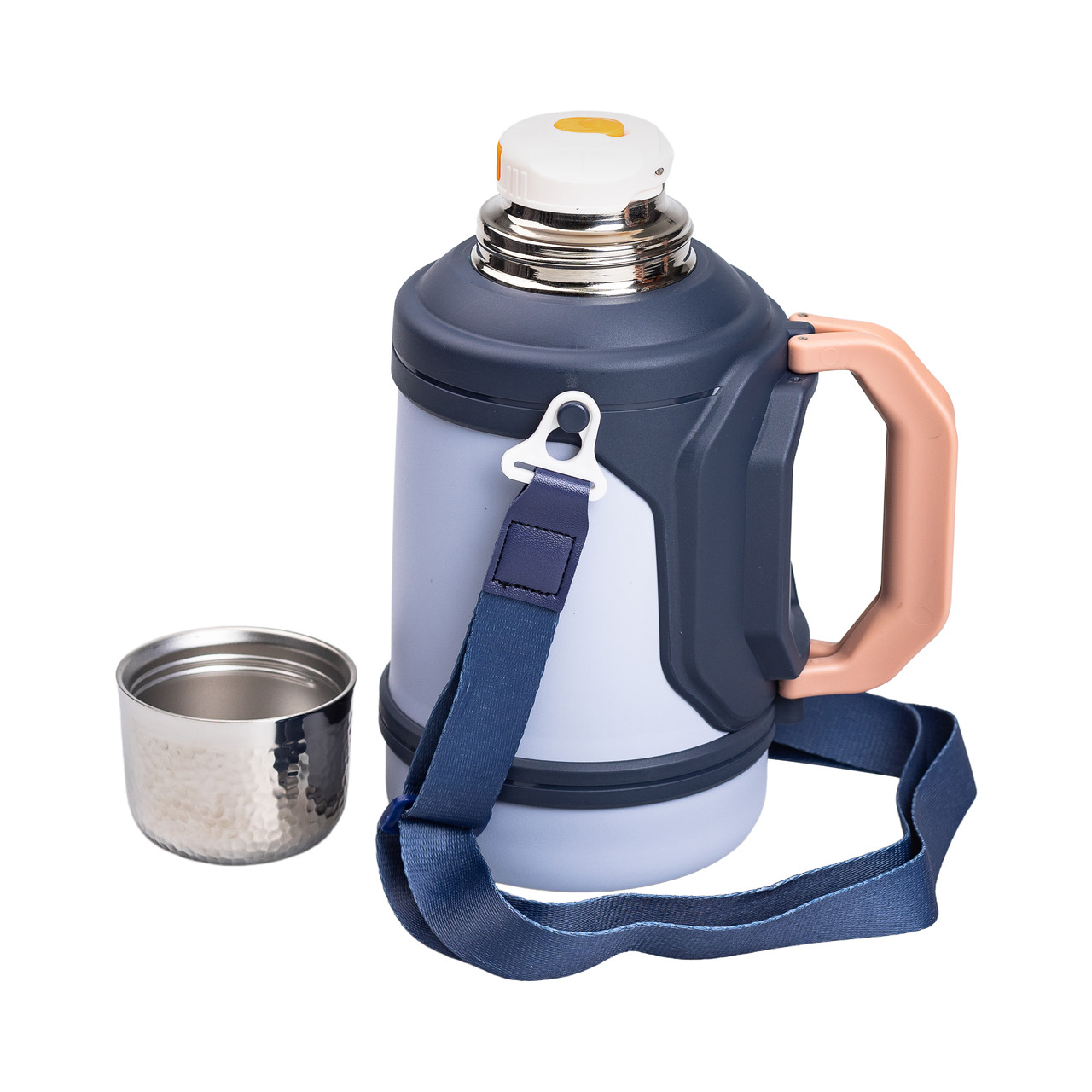 Термос Vacuum Cup 1.5 літра з ремінцем і складною ручкою темно-синій