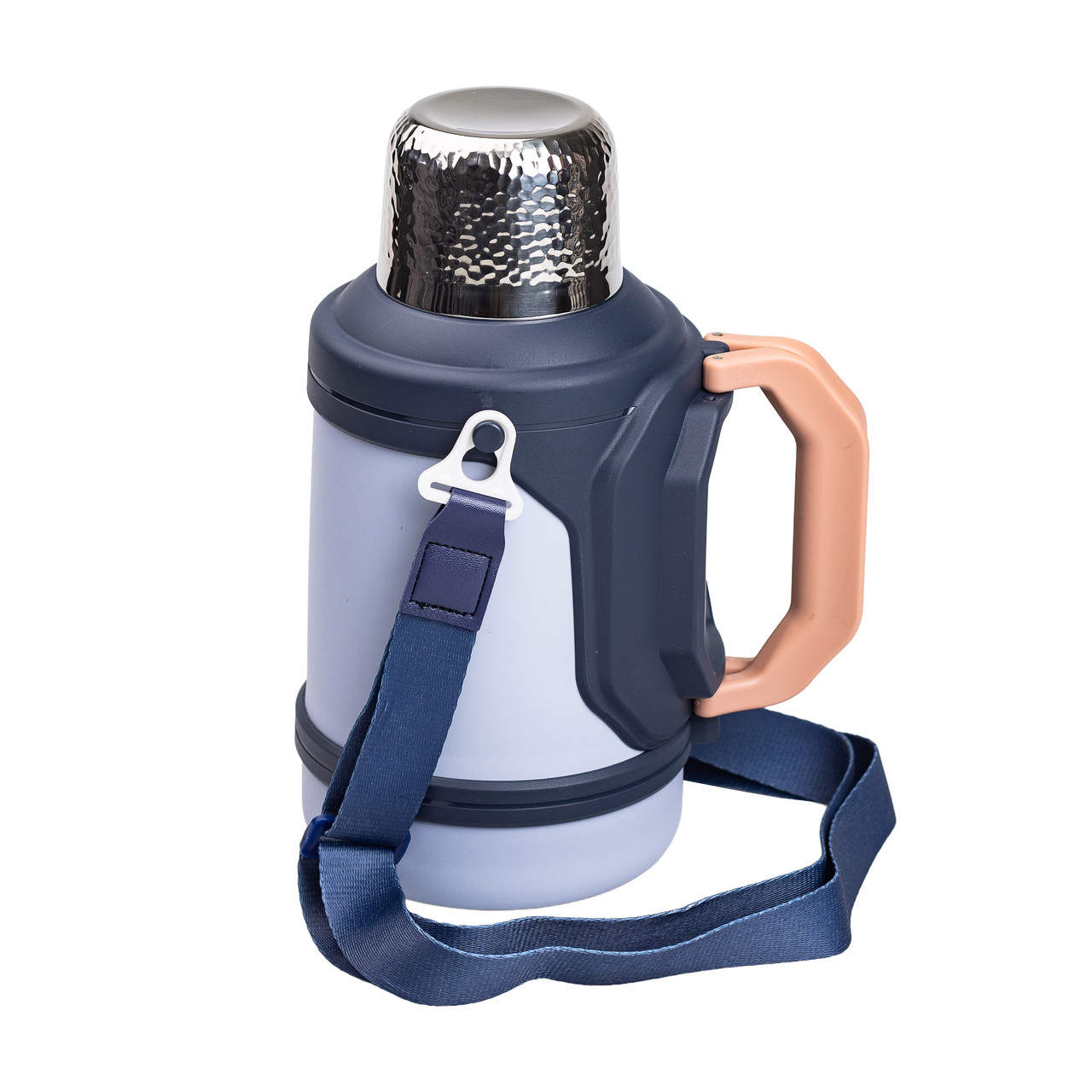 Термос Vacuum Cup 1.5 літра з ремінцем і складною ручкою темно-синій