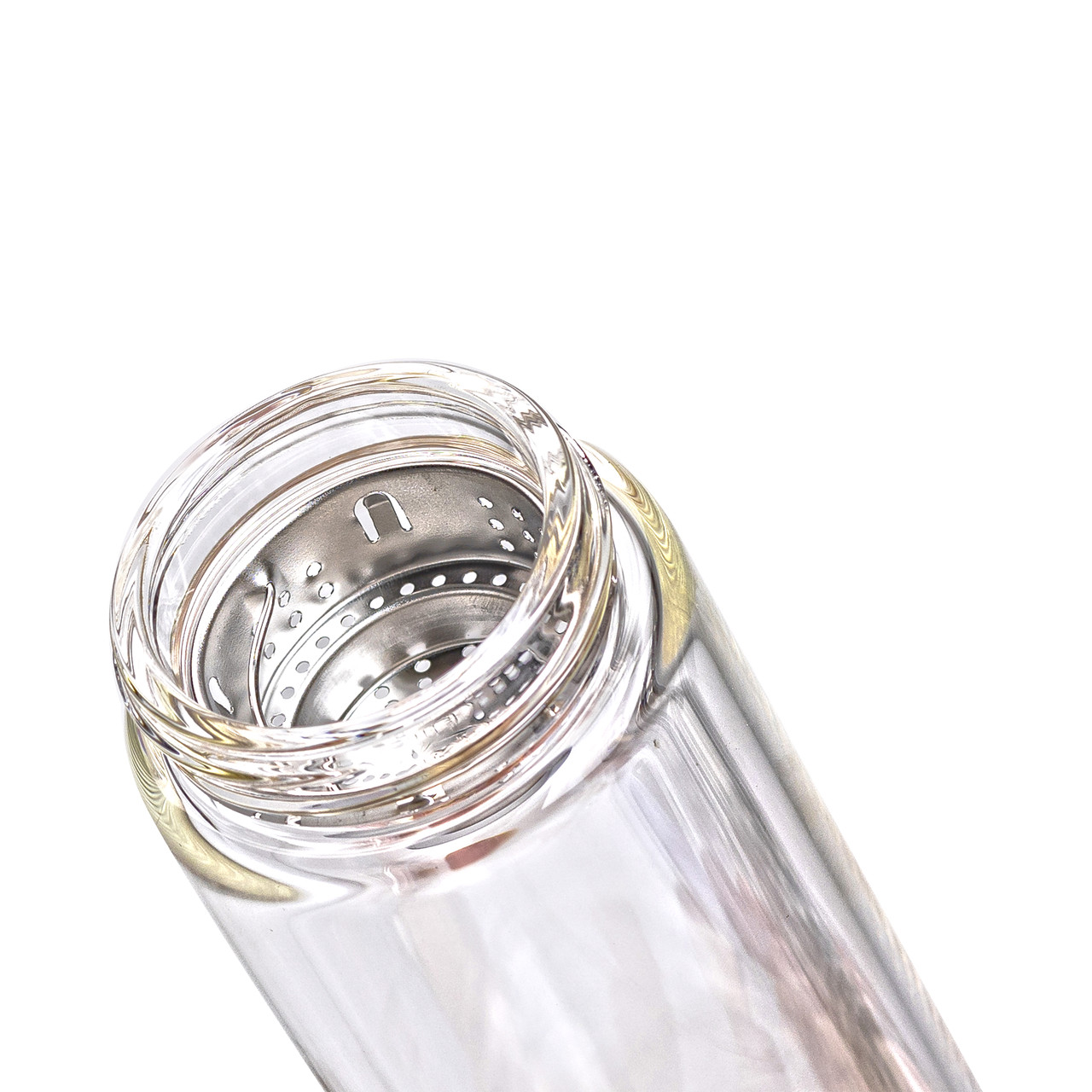 Термос скляний з подвійними стінками та ситечком 330 мл синій