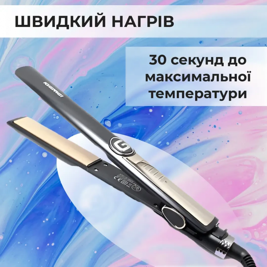 Утюжок для волосся Gemei GM-416 з турмаліновим покриттям чорний