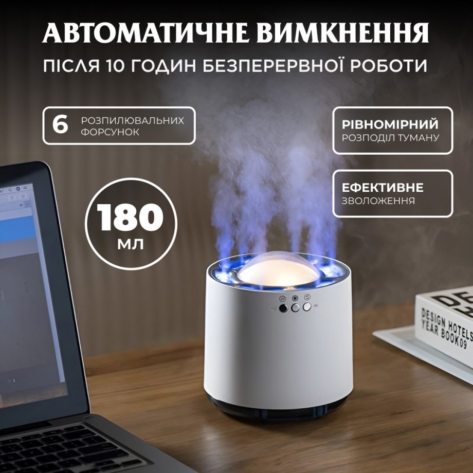 Зволожувач повітря з RGB-підсвічуванням і синхронізацією з музикою 800 мл, білий
