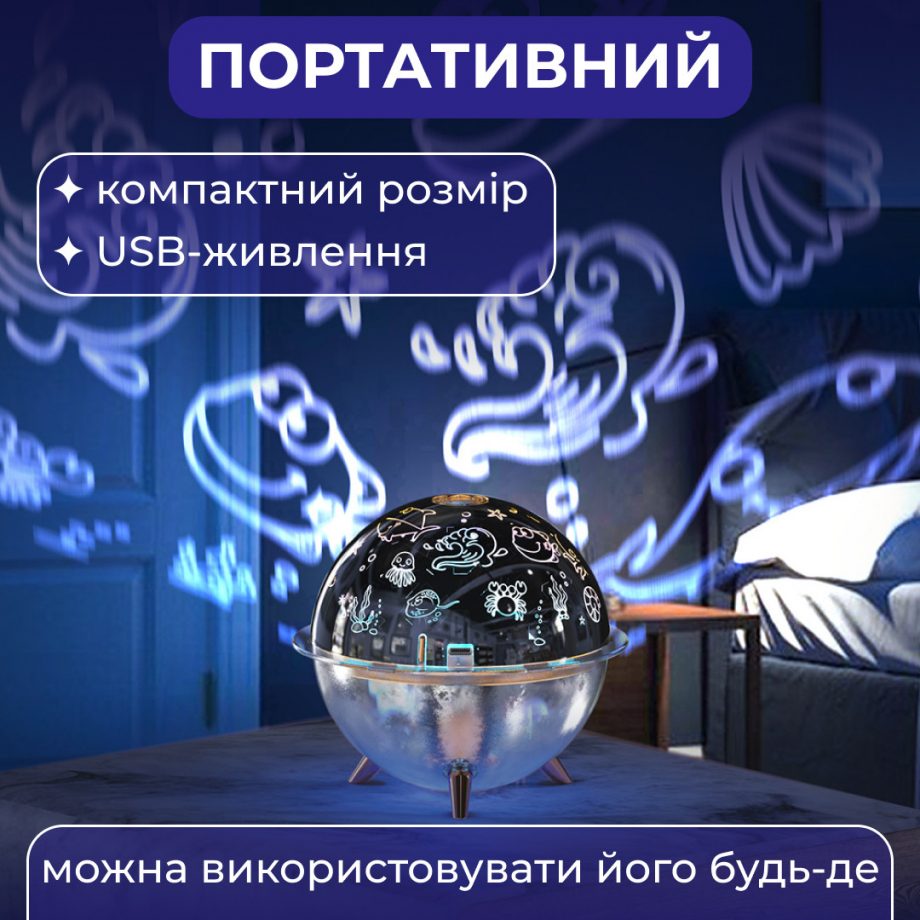 Зволожувач повітря-нічник із проекцією 260 мл, море