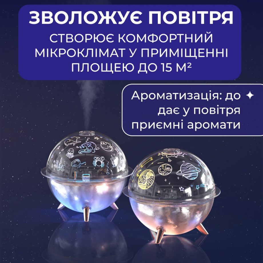 Зволожувач повітря-нічник із проекцією 260 мл, море